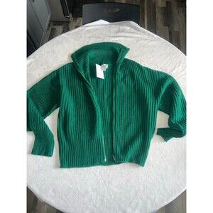 Green, zip up, boutique sweater kelly green sz L